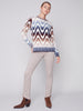 Charlie B Charlie B - Crew Neck Space Dye Sweater - Blue, Taupe, Cream available at The Good Life Boutique