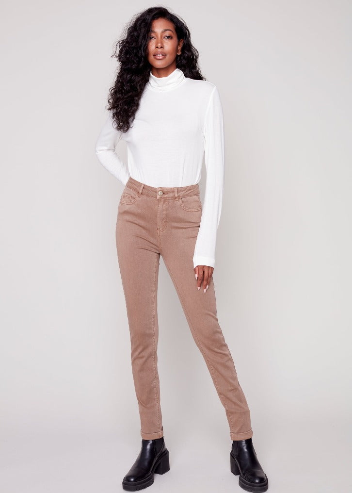 Charlie B Charlie B - Colored Twill Cuff Pant - Truffle Available At ...