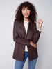 Charlie B Charlie B - Long Faux Suede Jacket With Zipper - Chocolate available at The Good Life Boutique