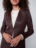 Charlie B Charlie B - Long Faux Suede Jacket With Zipper - Chocolate available at The Good Life Boutique