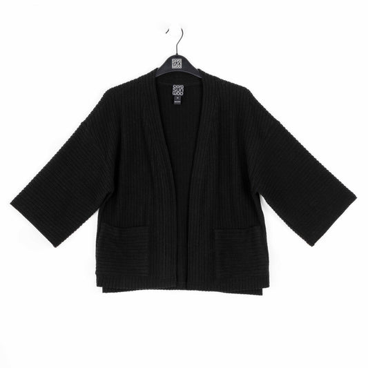 Clara Sunwoo Clara Sunwoo - Ribbed Cropped Knit Cardigan - Black available at The Good Life Boutique
