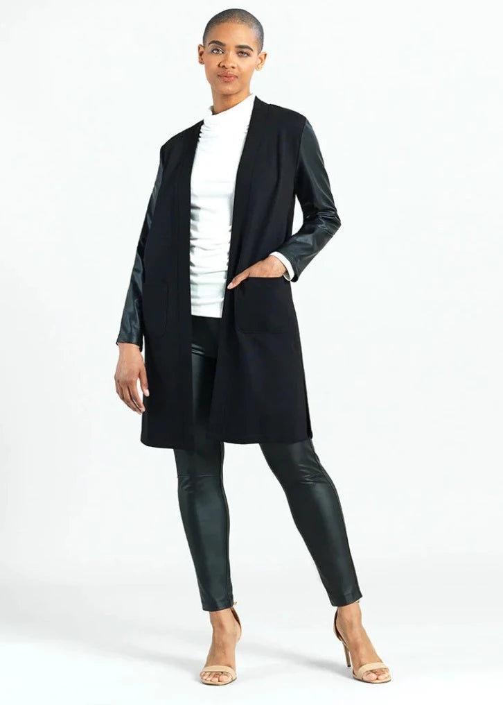 Clara Sunwoo - Ponte/Liquid Leather Sleeves/Back Seam Detail Cardigan – The  Good Life Boutique