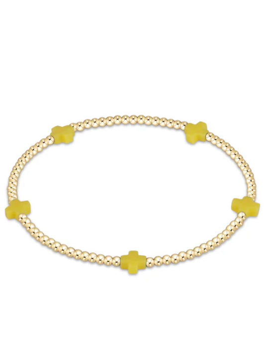 enewton design Enewton - Signature Cross Gold Pattern 2mm Bead Bracelet - Canary available at The Good Life Boutique