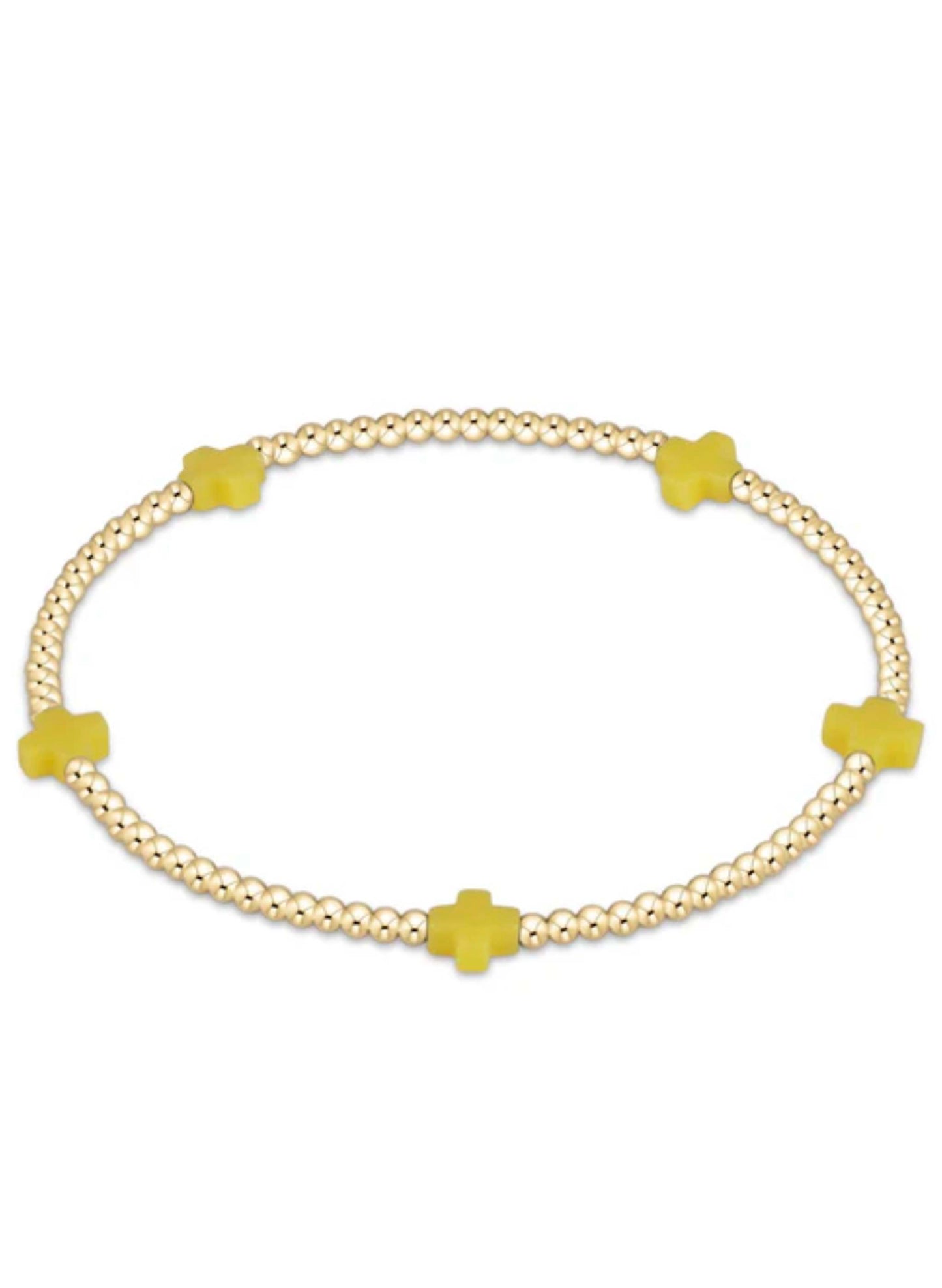 Enewton - Signature Cross Small Gold Pattern 2mm Bead Bracelet - Canary