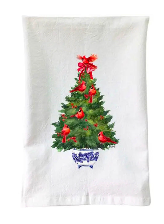 B McVan Designs Christmas - Cardinals Tree Flour Sec Towel available at The Good Life Boutique