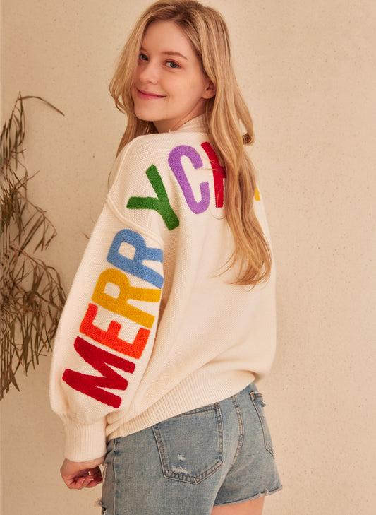 Oversize Christmas Sweater - Ivory Multi