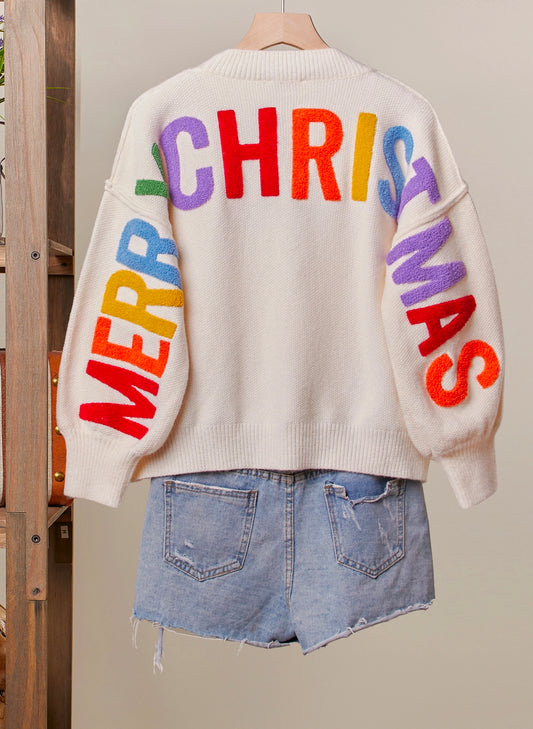 Oversize Christmas Sweater - Ivory Multi