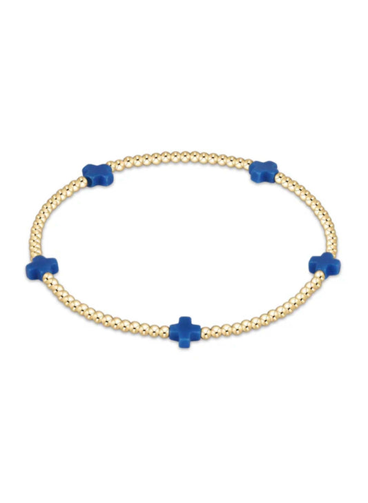 enewton design Enewton - Signature Cross Gold Pattern 2mm Bead Bracelet - Cobalt available at The Good Life Boutique