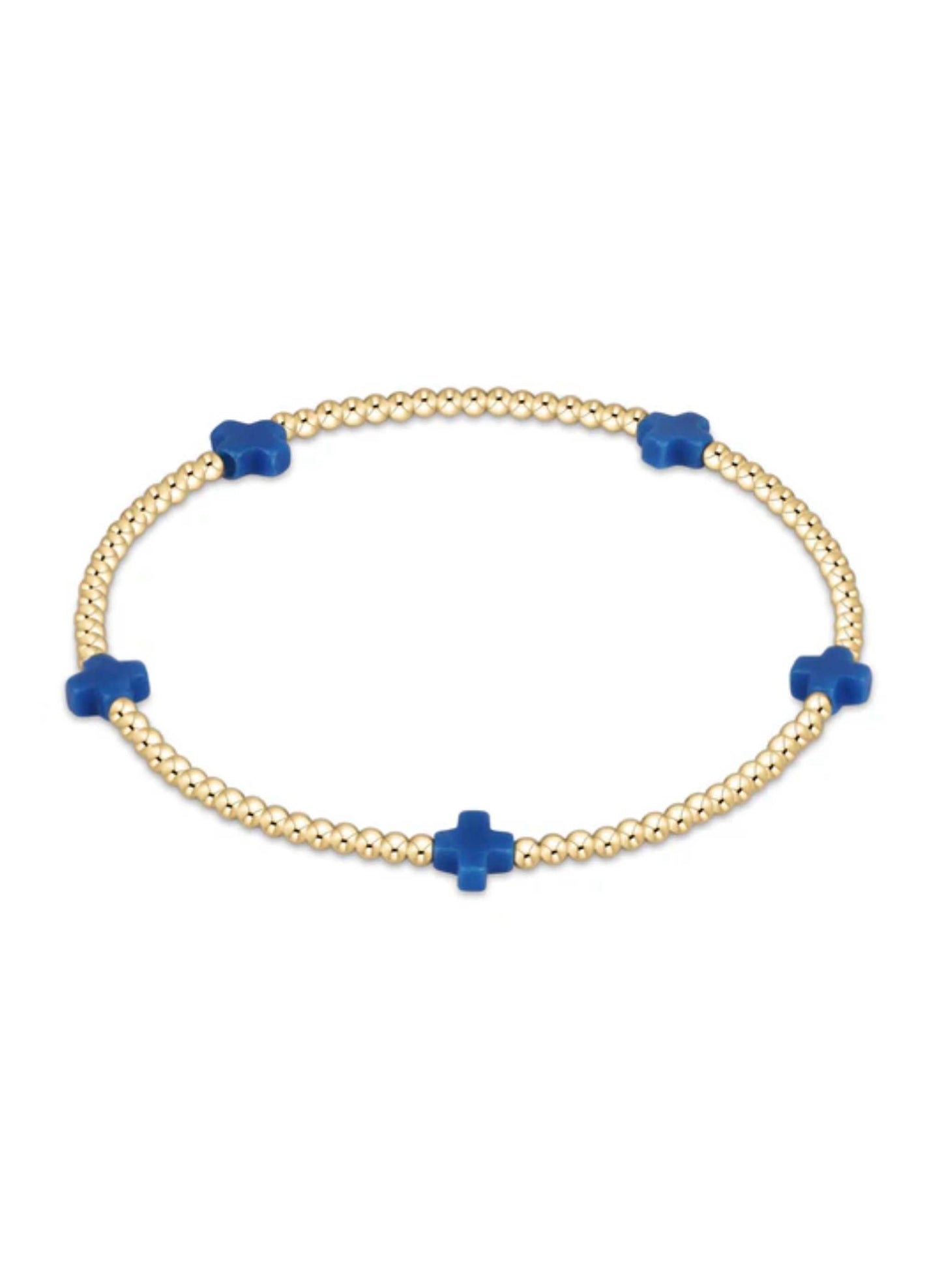enewton design Enewton - Signature Cross Gold Pattern 2mm Bead Bracelet - Cobalt available at The Good Life Boutique