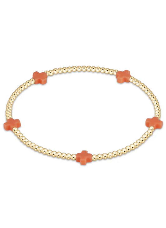 enewton design Enewton - Signature Cross Gold Pattern 2mm Bead Bracelet - Coral available at The Good Life Boutique