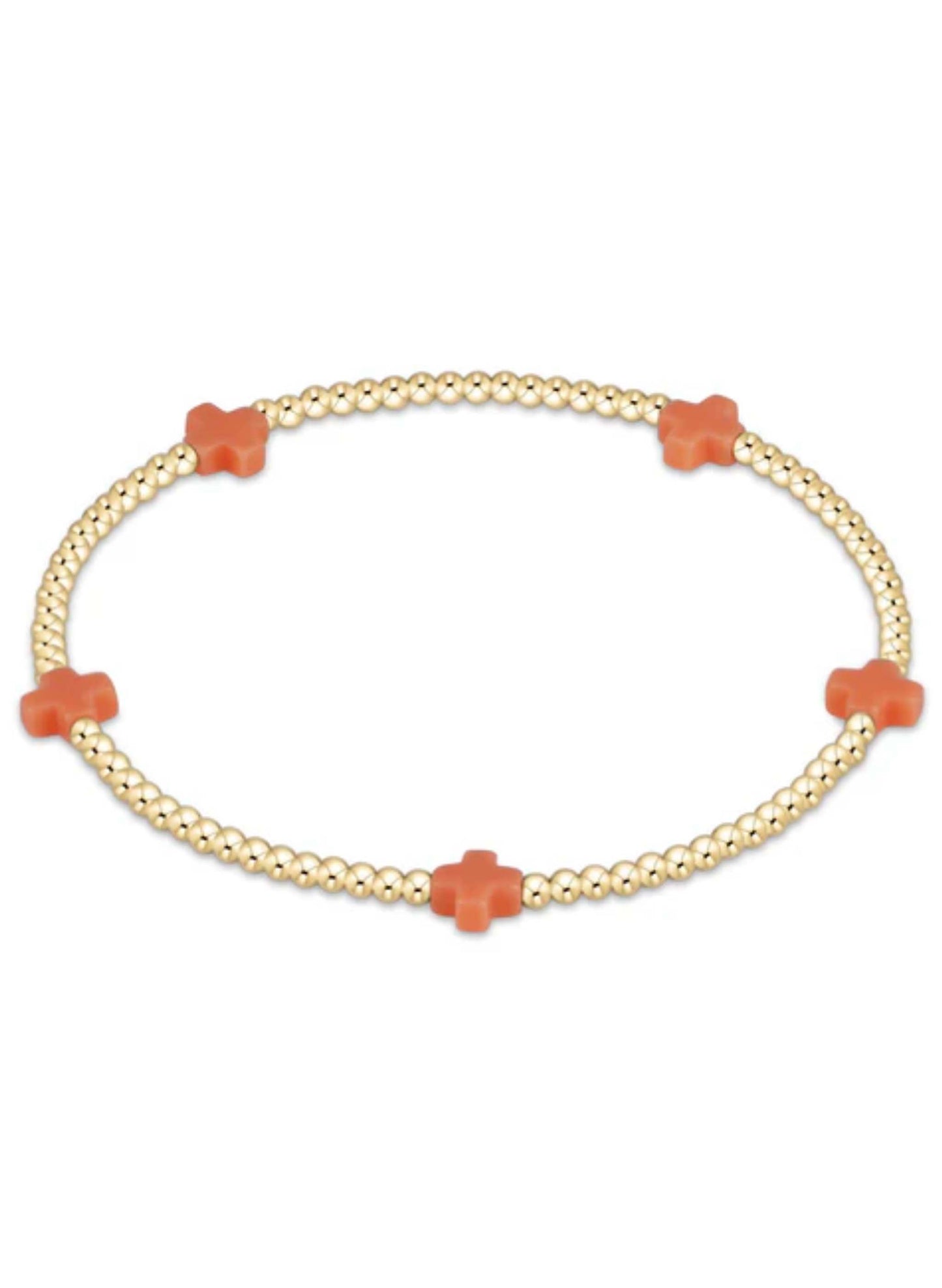 enewton design Enewton - Signature Cross Gold Pattern 2mm Bead Bracelet - Coral available at The Good Life Boutique