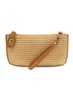 Joy Accessories Camel Straw Mini Crossbody Wristlet Clutch available at The Good Life Boutique
