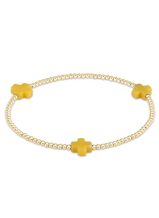 enewton design Enewton - Signature Cross Small Gold Pattern 2mm Bead Bracelet - Canary available at The Good Life Boutique