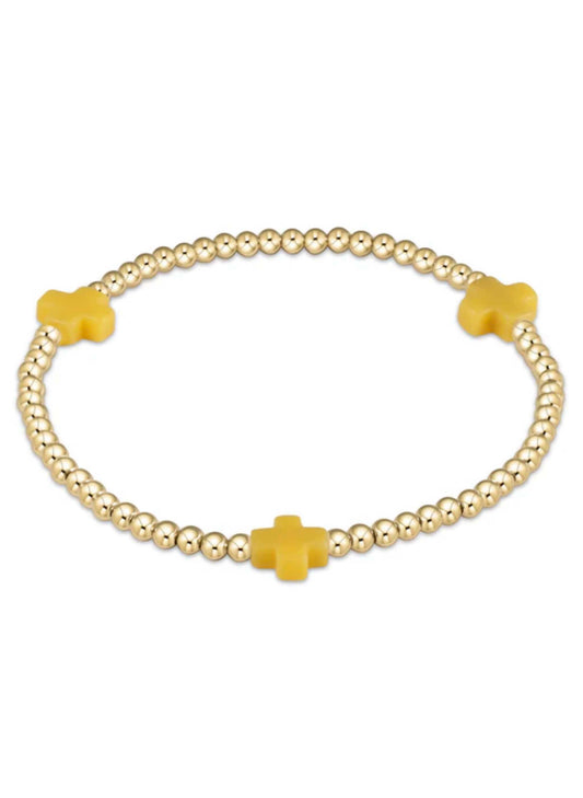 enewton design Enewton - Signature Cross Gold Pattern 3mm Bead Bracelet - Canary available at The Good Life Boutique