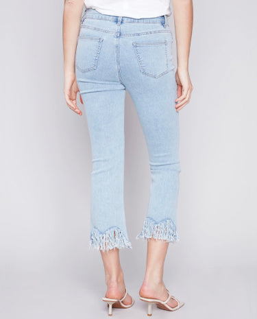 Charlie B Charlie B - Bottom Fringed Pant - Bleach Blue available at The Good Life Boutique