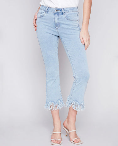 Charlie B Charlie B - Bottom Fringed Pant - Bleach Blue available at The Good Life Boutique