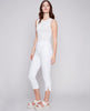 Charlie B Charlie B - Crop Pant W/Side Bow - White available at The Good Life Boutique