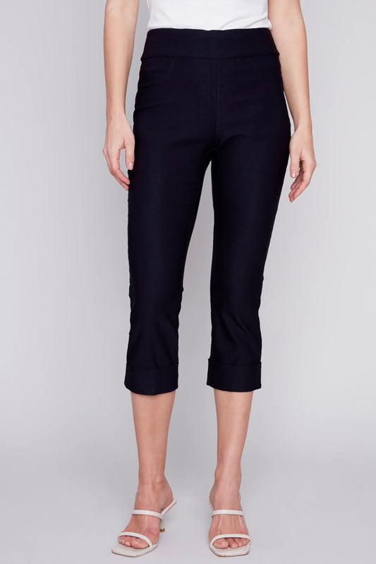 Charlie B Charlie B - Pants with Rolled Up Cuffs - Black available at The Good Life Boutique
