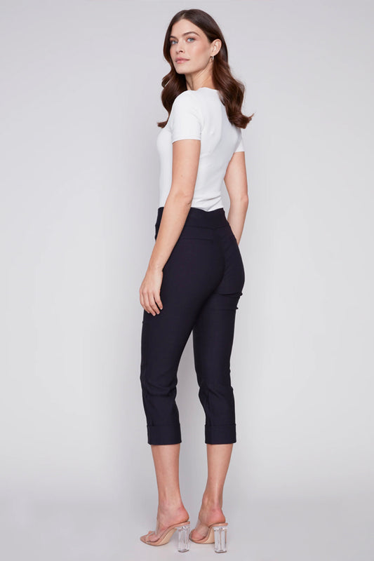 Charlie B Charlie B - Pants with Rolled Up Cuffs - Navy available at The Good Life Boutique
