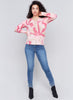 Charlie B Charlie B - Printed Plushy V-Neck Sweater - Raspberry available at The Good Life Boutique