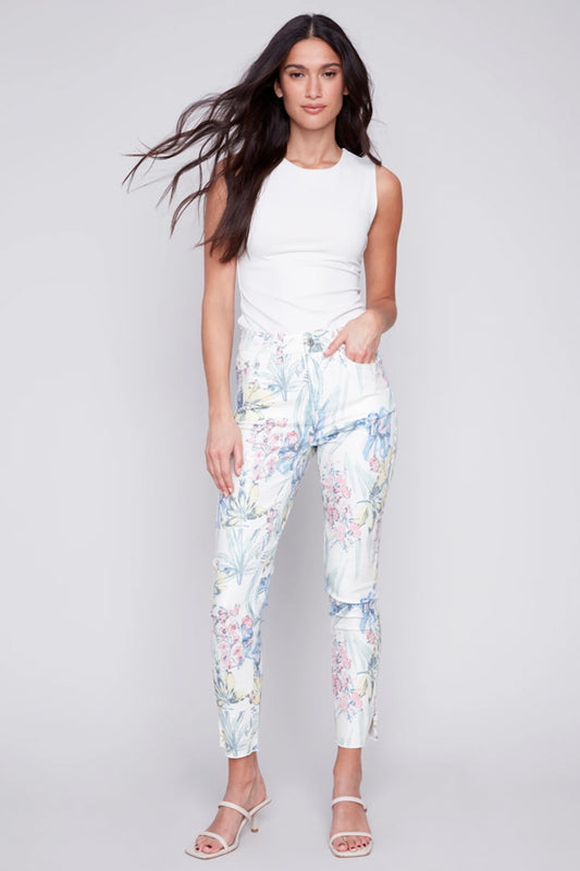 Charlie B Charlie B - Printed Twill Ankle Pant - Hawaii available at The Good Life Boutique