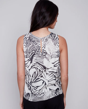 Charlie B Charlie B - Sleeveless Printed Blouse Wilderness available at The Good Life Boutique