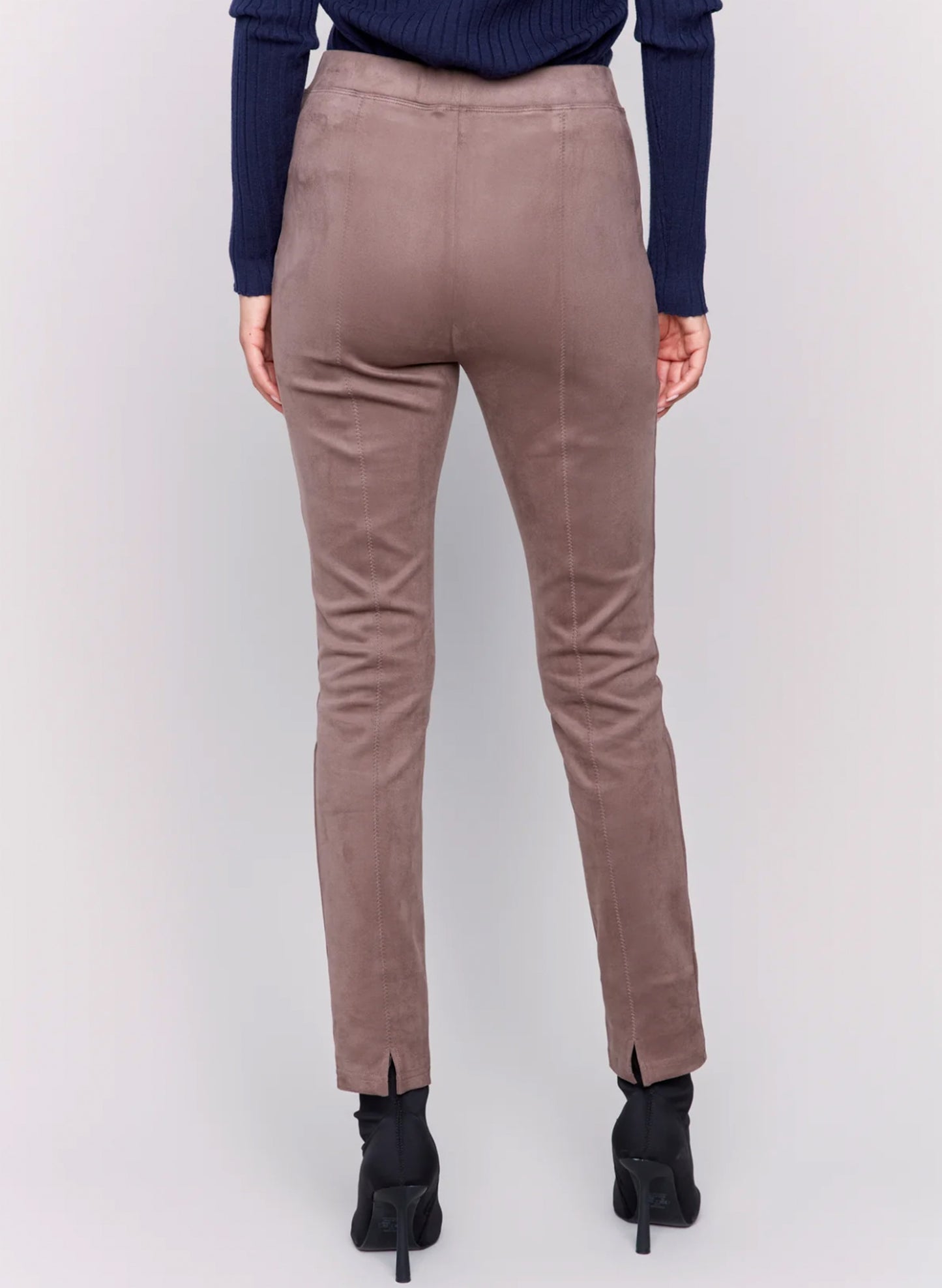 Charlie B Charlie B - Pant W/Back Slits and Stitch Detail -  Taupe available at The Good Life Boutique