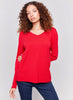 Charlie B Charlie B - V-Neck L/S Plush Sweater - Cranberry available at The Good Life Boutique