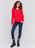 Charlie B Charlie B - V-Neck L/S Plush Sweater - Cranberry available at The Good Life Boutique