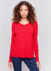 Charlie B Charlie B - V-Neck L/S Plush Sweater - Cranberry available at The Good Life Boutique