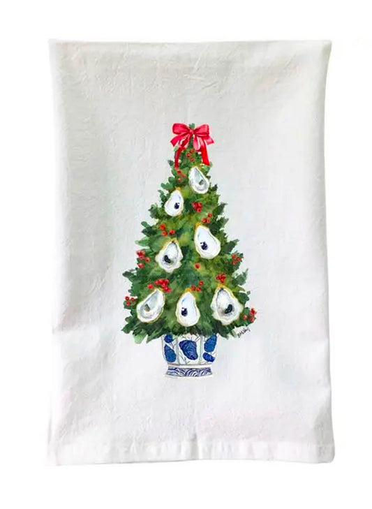 B McVan Designs Christmas - Blue & White Oyster Tree Flour Sack Towel available at The Good Life Boutique