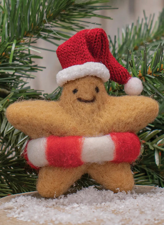 Bright Ideas Christmas Starfish Felted Ornament available at The Good Life Boutique