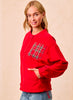 Christmas Theme Fleece Buttoned Top With Pockets - Red