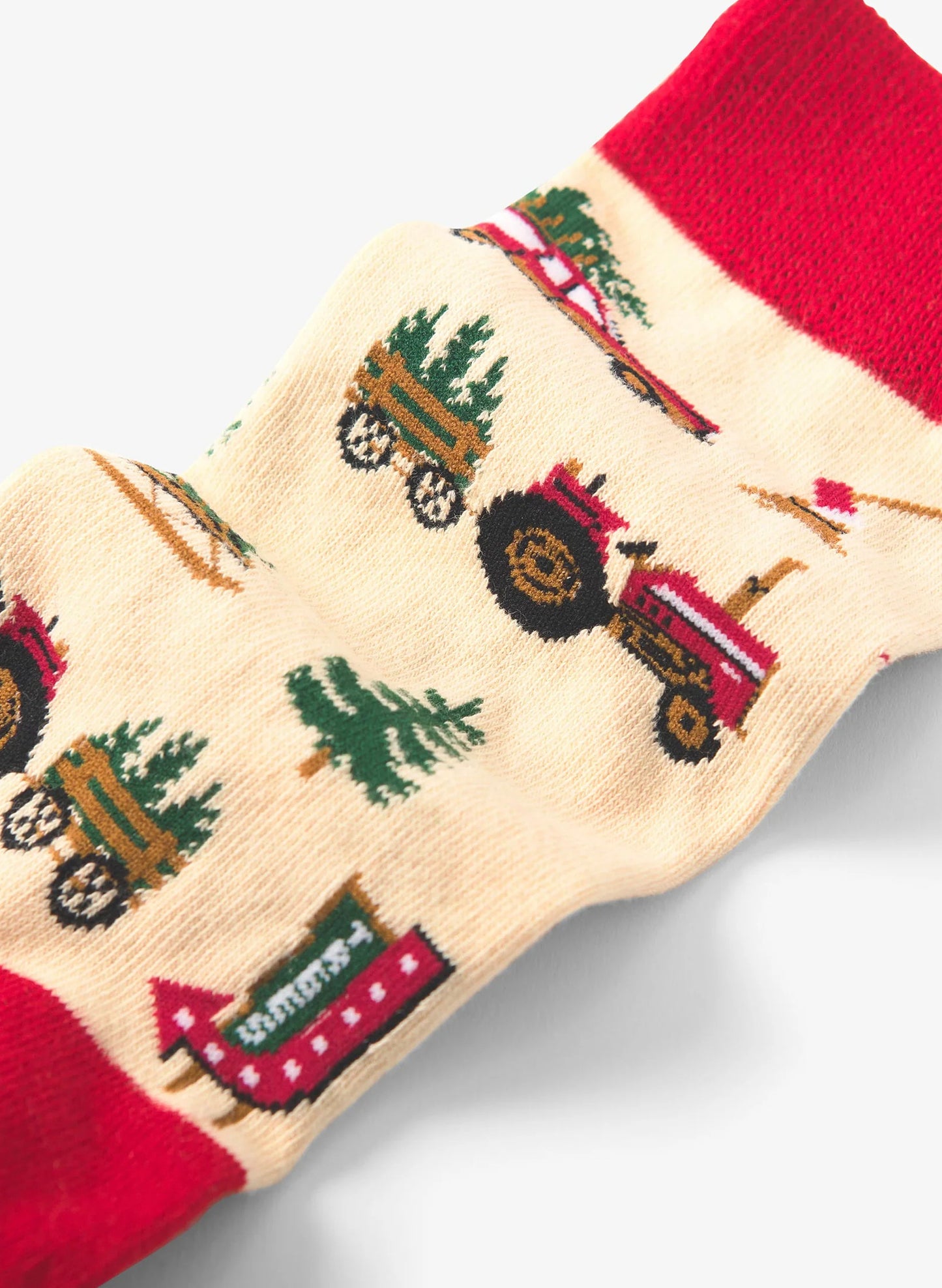 Christmas Tree Farm Men's Crew Socks - Natural