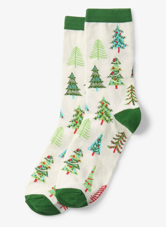 Christmas Tree Men's Crew Socks - Cream