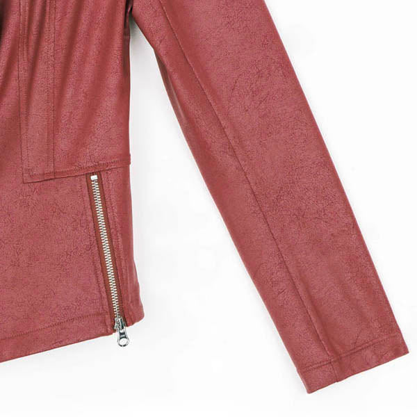 Clara Sunwoo Clara Sunwoo - Liquid Leather Knit Zip Jacket - Ruby available at The Good Life Boutique