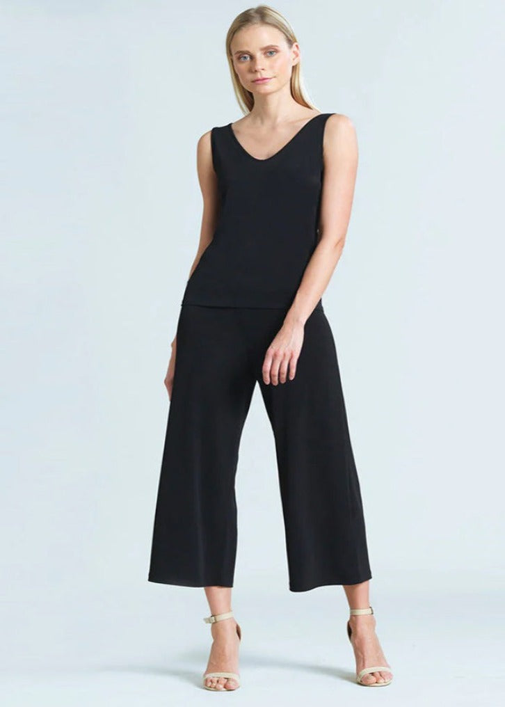 Clara Sun Woo Clara Sunwoo V To Round Neck Staples Knit Tank - Black available at The Good Life Boutique