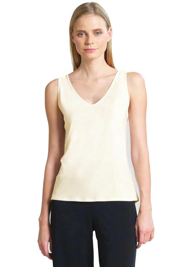 Clara Sun Woo Clara Sunwoo V To Round Staples Knit Tank - Ivory available at The Good Life Boutique