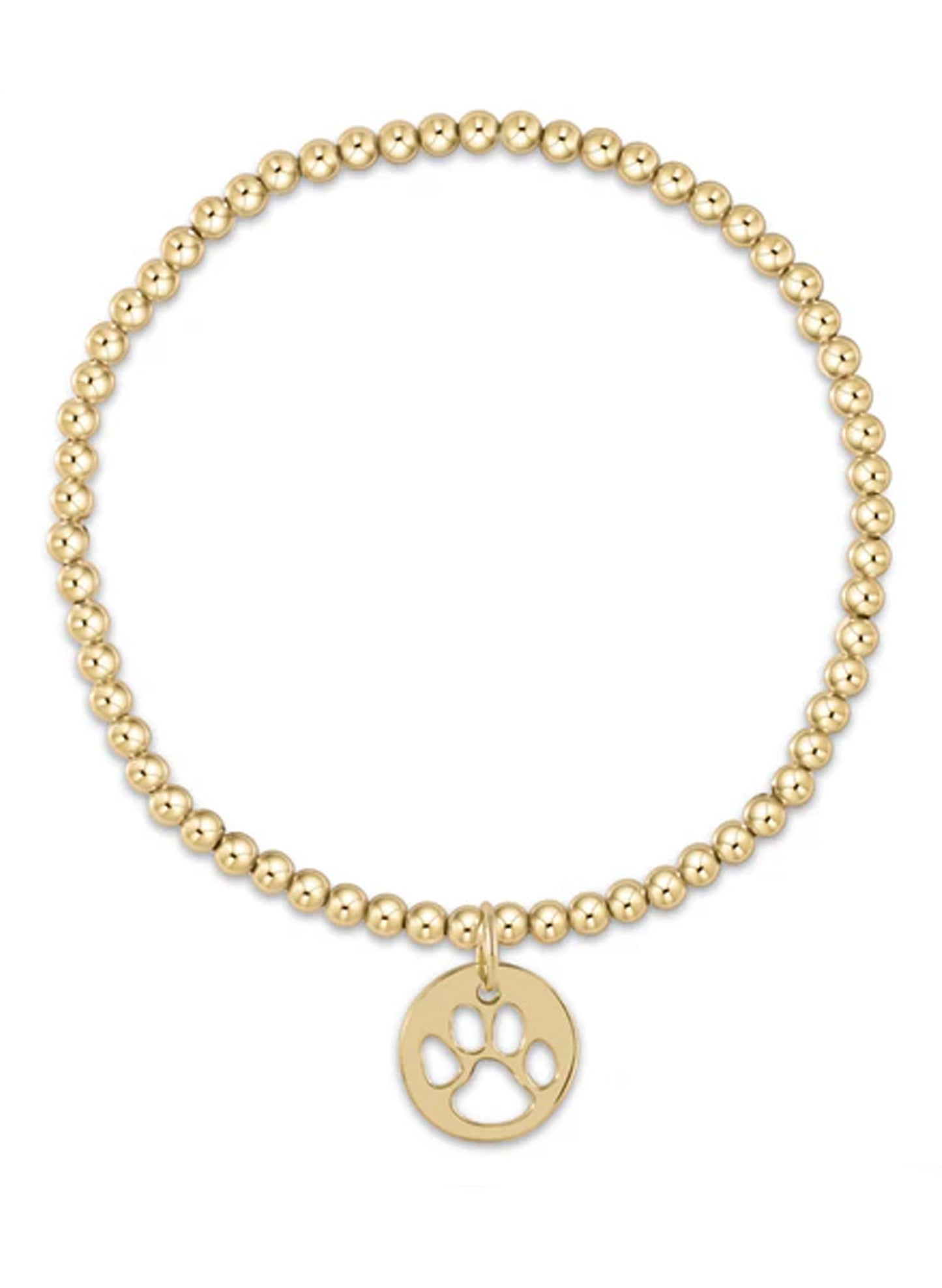 enewton design Classic Gold 3mm Bead Bracelet - Paw Print Gold Disc available at The Good Life Boutique