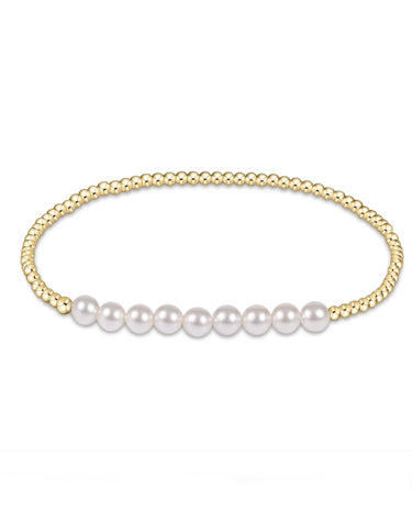 Classic Gold Beaded Blissful Pattern 2.5mm Bead Bracelet - 5mm Pearl
