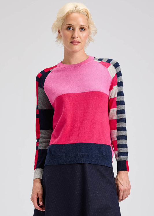 Zaket & Plover Zaket & Plover - Color Block Sweater - Pink Mix available at The Good Life Boutique