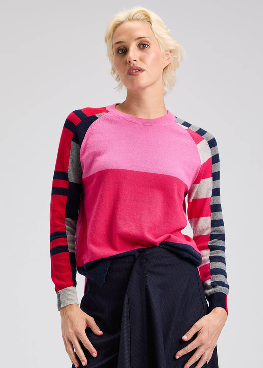 Zaket & Plover Zaket & Plover - Color Block Sweater - Pink Mix available at The Good Life Boutique
