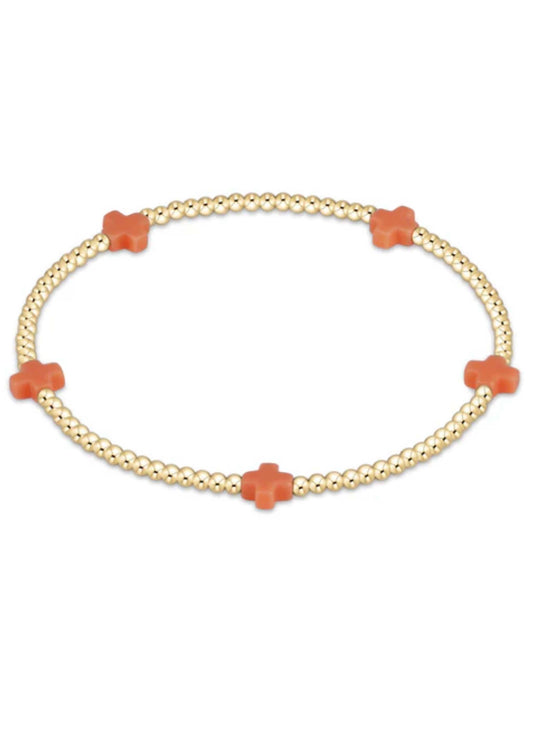 enewton design Enewton - Signature Cross Small Gold Pattern 2mm Bead Bracelet - Coral available at The Good Life Boutique