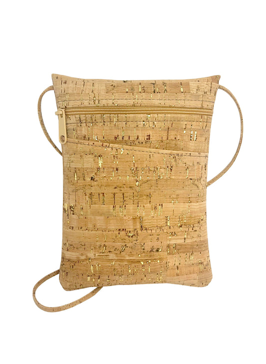 Cork Mini Crossbody Bag - Gold Flecked Cork