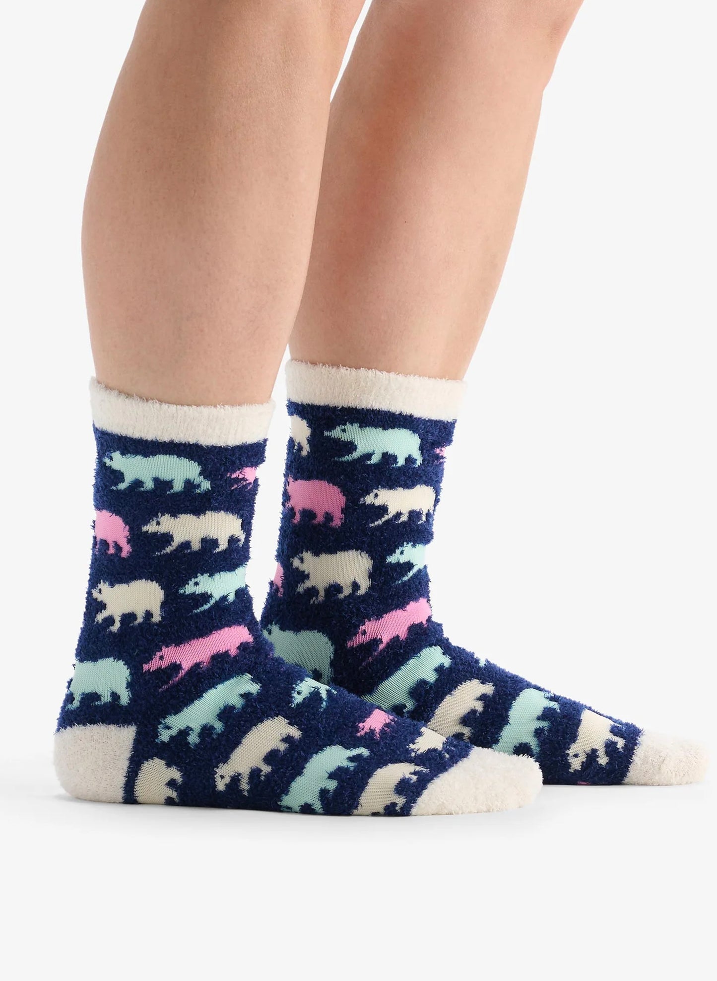 Cottage Bears Fuzzy Socks - Navy