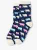 Cottage Bears Fuzzy Socks - Navy