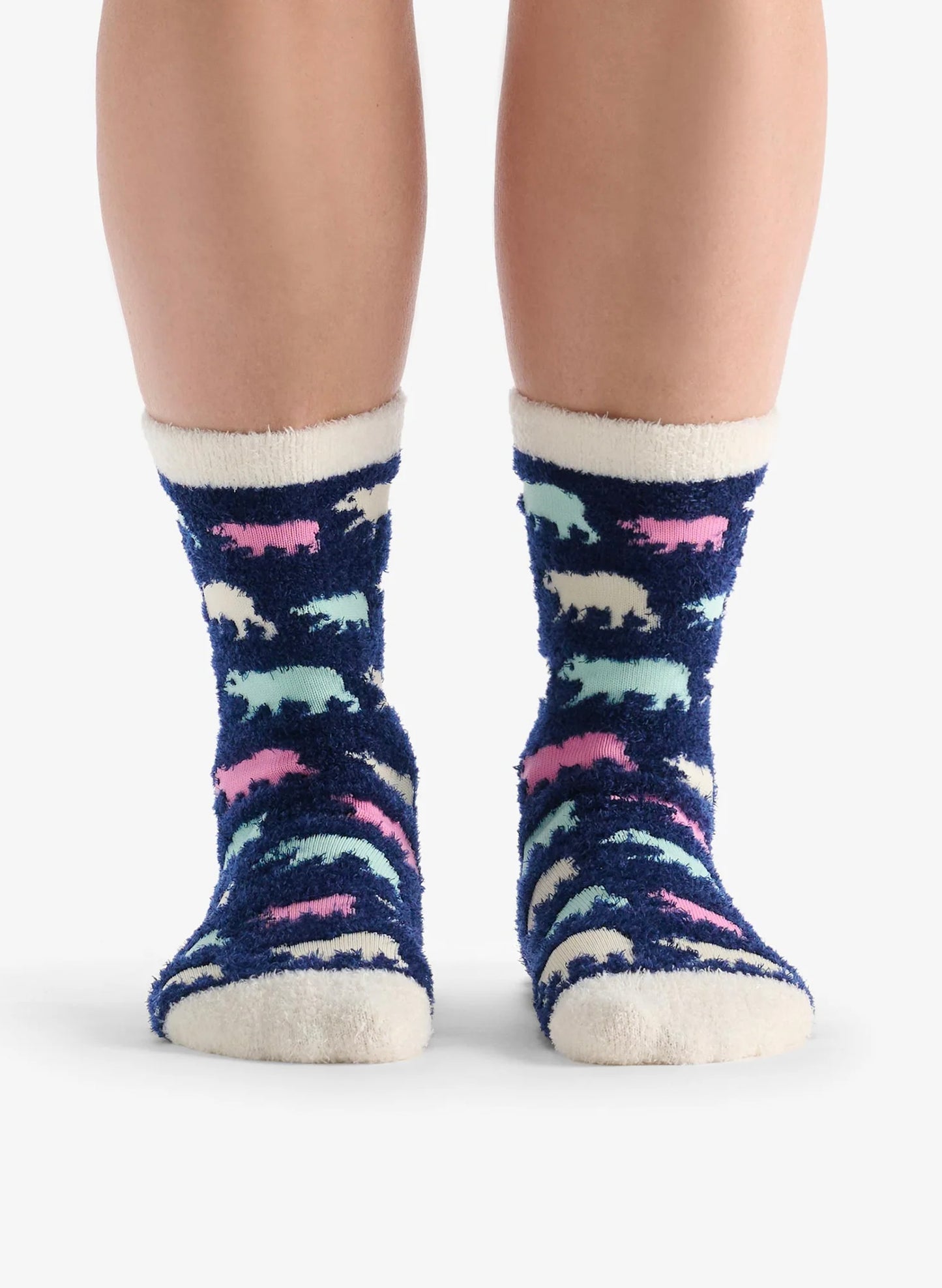 Cottage Bears Fuzzy Socks - Navy