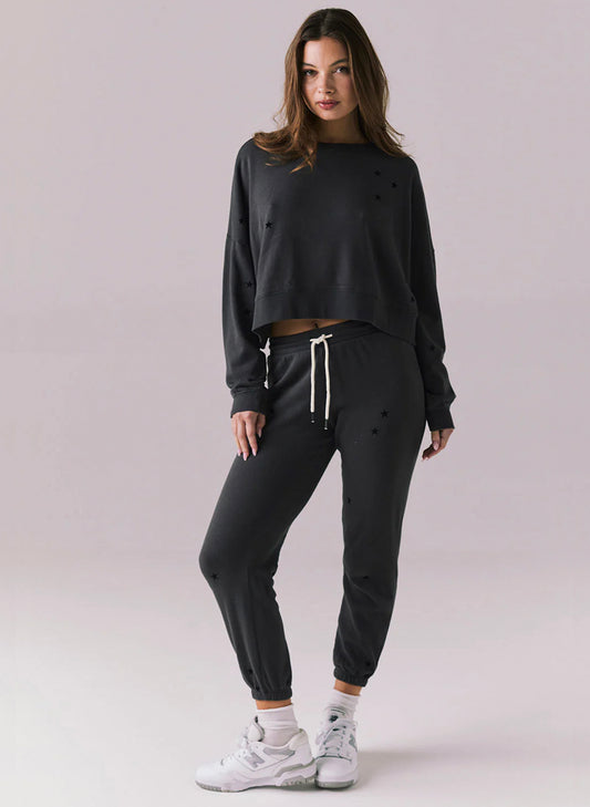 Chaser Cotton Fleece Ramone Pullover - True Black - Ministars available at The Good Life Boutique