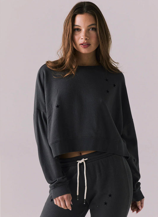 Chaser Cotton Fleece Ramone Pullover - True Black - Ministars available at The Good Life Boutique