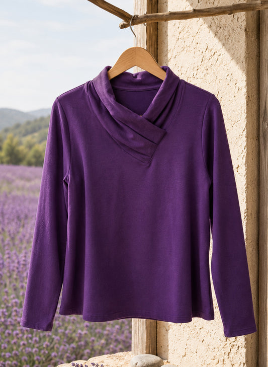 Cotton Lani Draped Cowl Neck Top – Grape